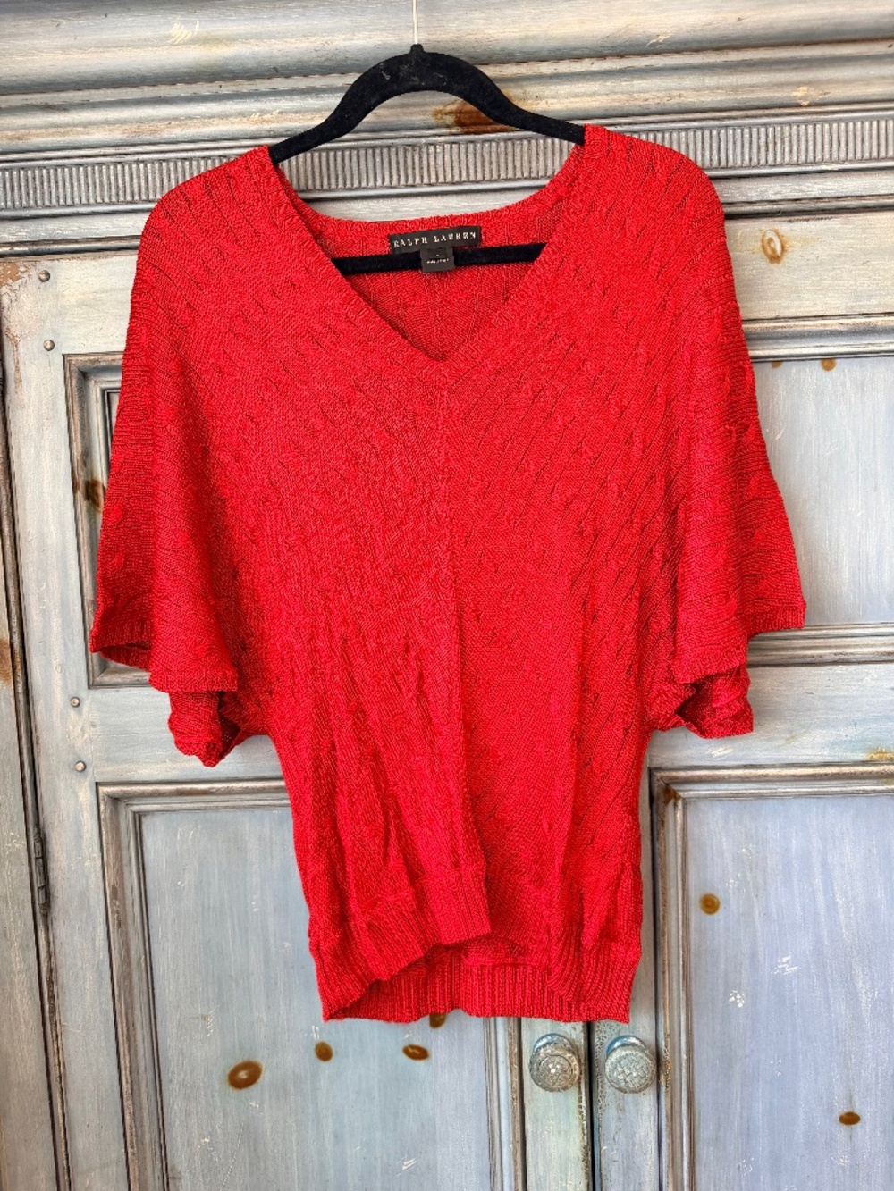 Ralph Lauren Black Label Silk Knit Top in Red Size L